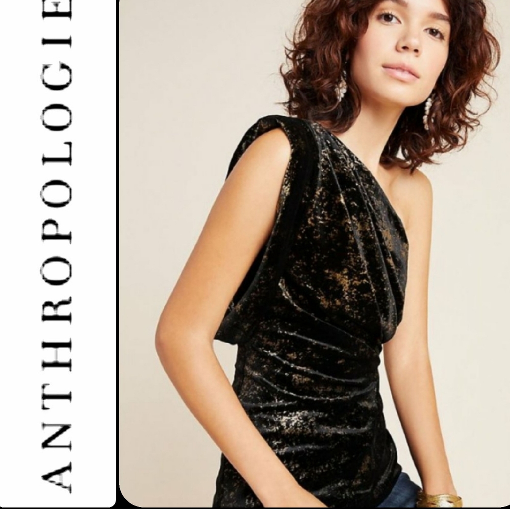 Eva Franco Avril Velvet One Shoulder Top